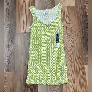 Faded Glory M Green Geo Print Long Lean Tank